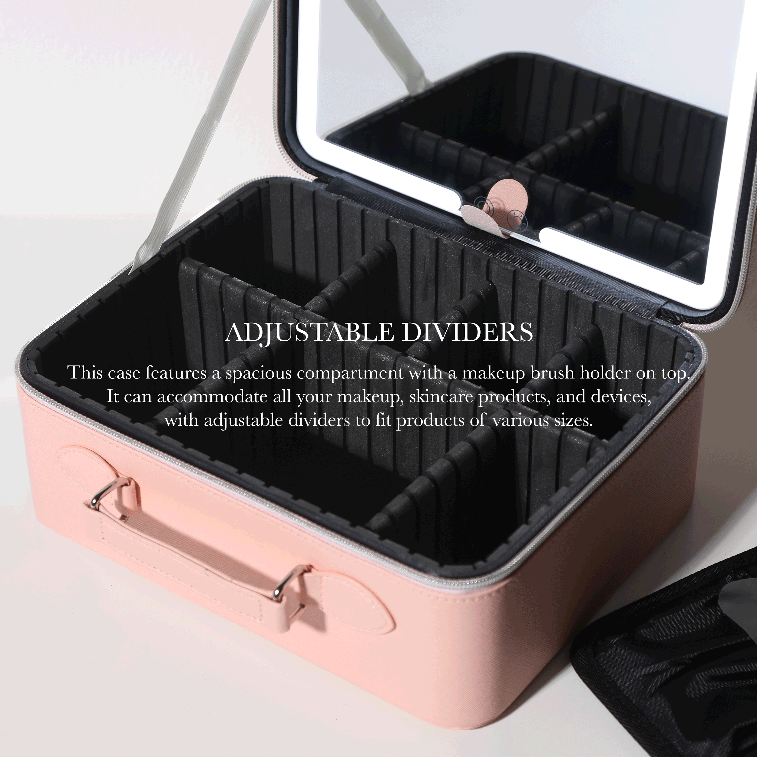 Rechargeable LED Mirror Travel Makeup Case