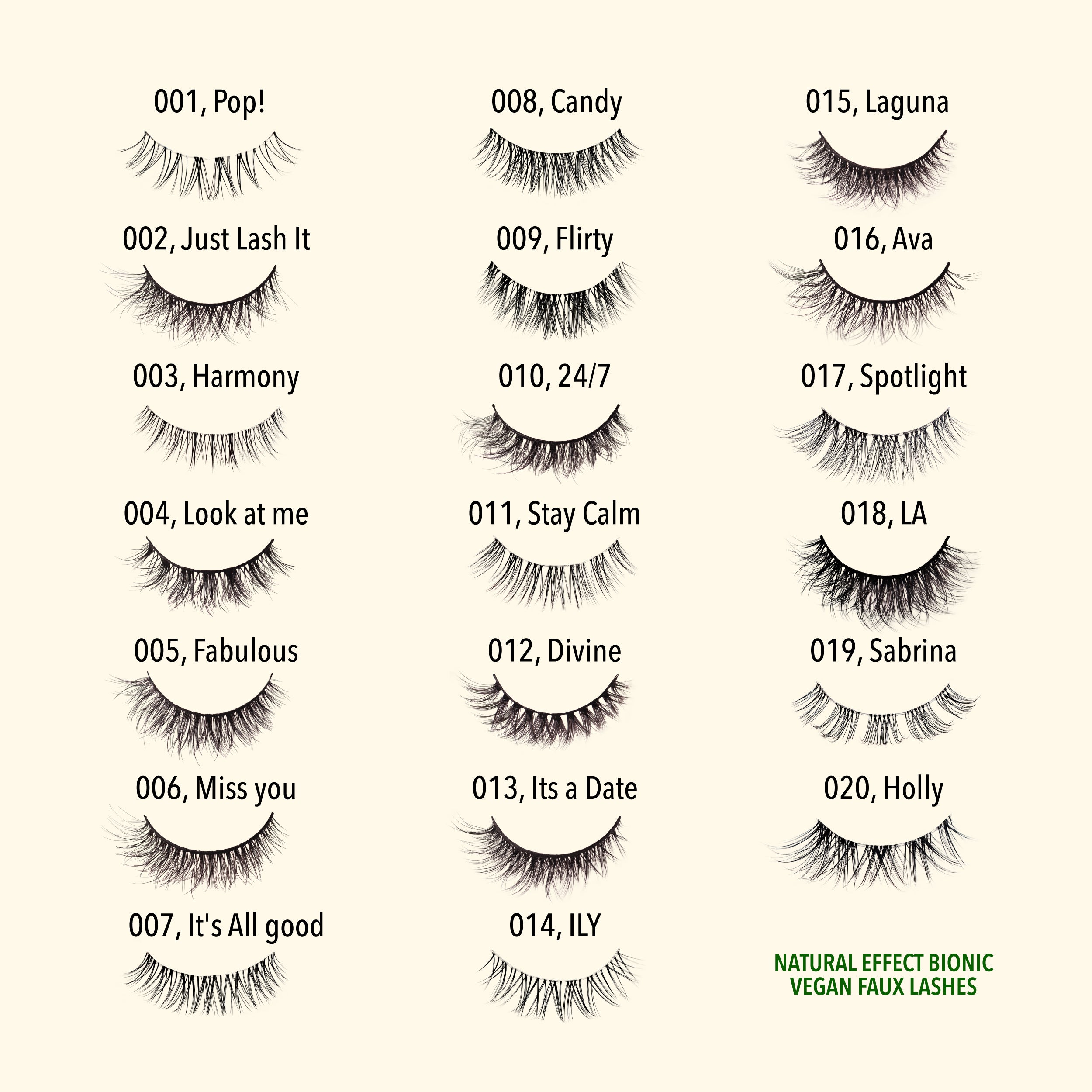 Natural Effect Bionic Vegan Faux Lashes (001, Pop!)